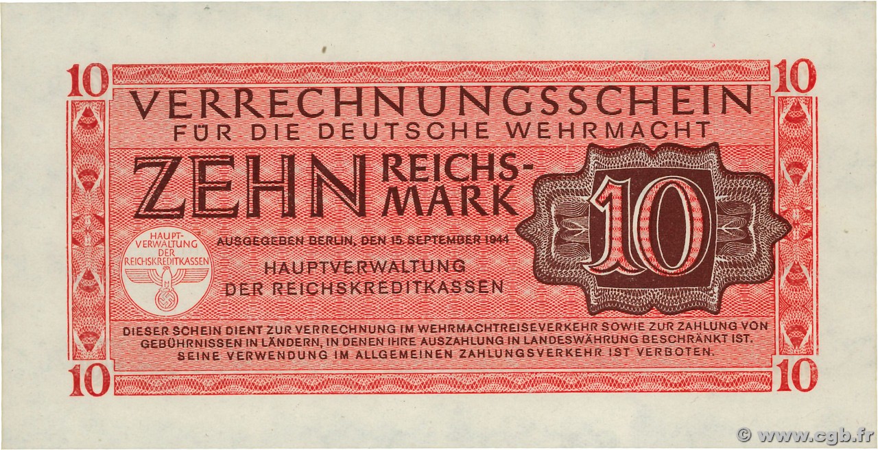 10 Reichsmark GERMANIA  1944 P.M40 FDC