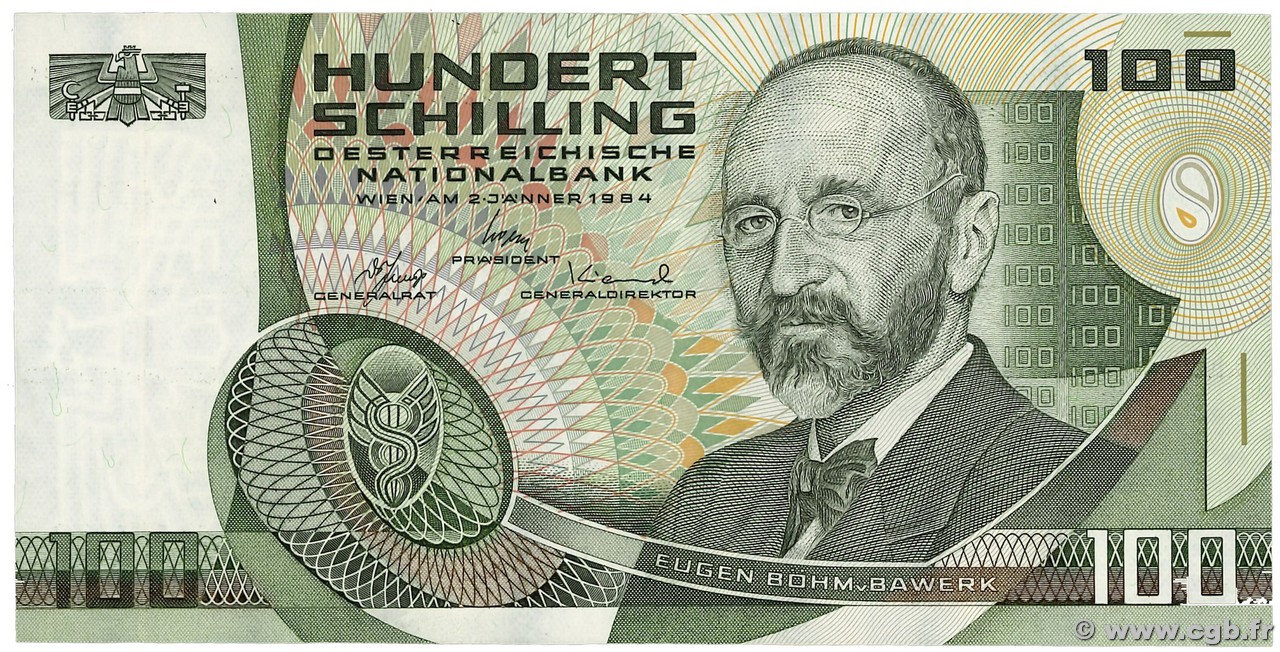 100 Schilling AUSTRIA  1984 P.150 MBC