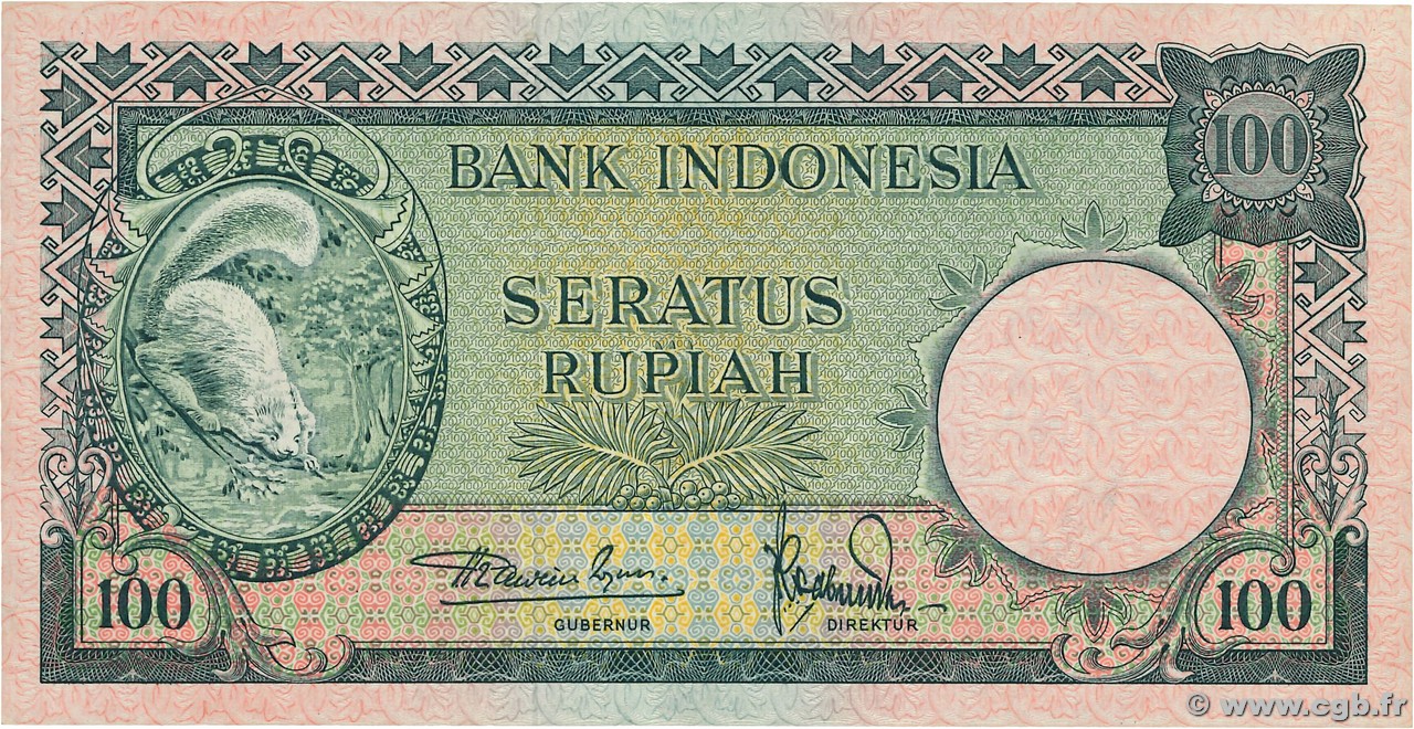 100 Rupiah INDONÉSIE  1957 P.051 SUP+