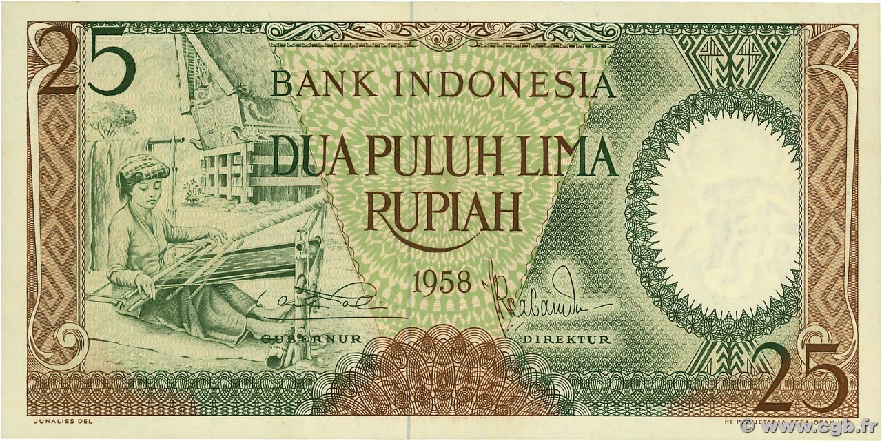 25 Rupiah INDONESIA  1958 P.057 FDC