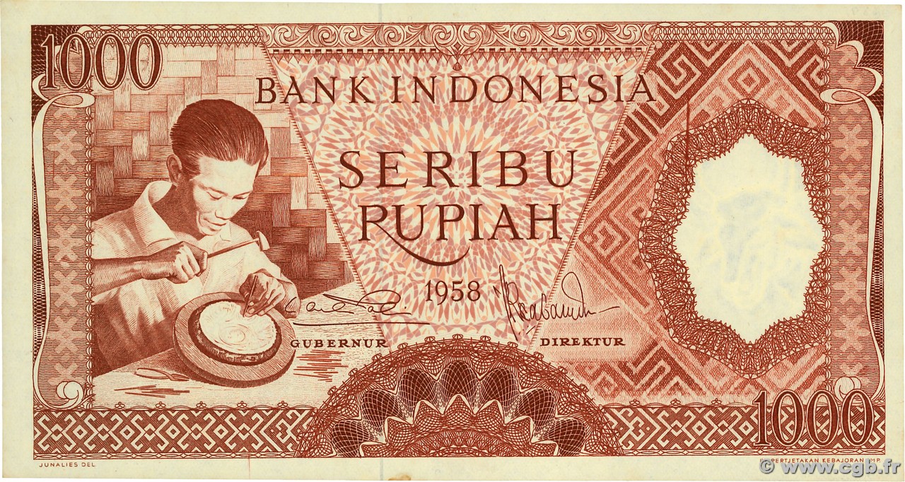 1000 Rupiah INDONESIEN  1958 P.061 fST+