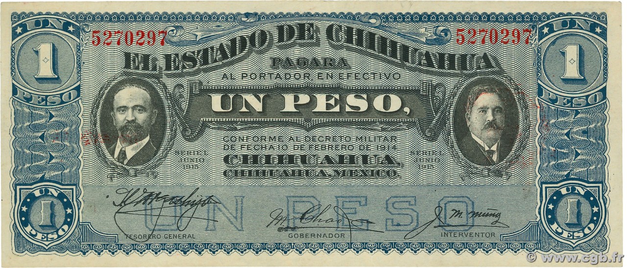 1 Peso MEXICO  1915 PS.0530b XF