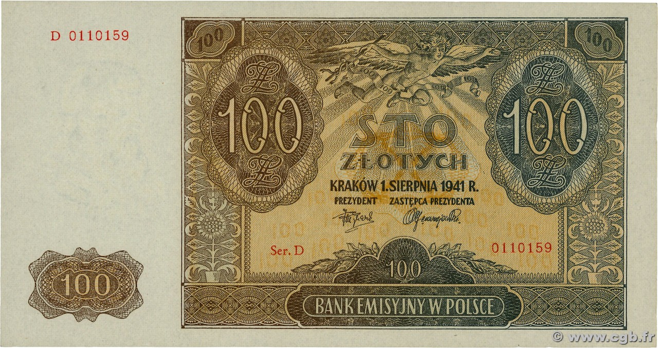 100 Zlotych POLOGNE  1941 P.103 NEUF