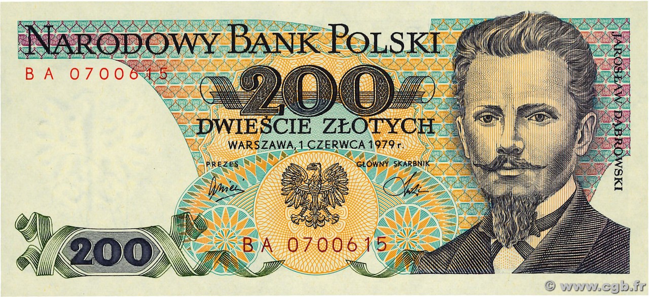 200 Zlotych POLAND  1979 P.144b UNC-
