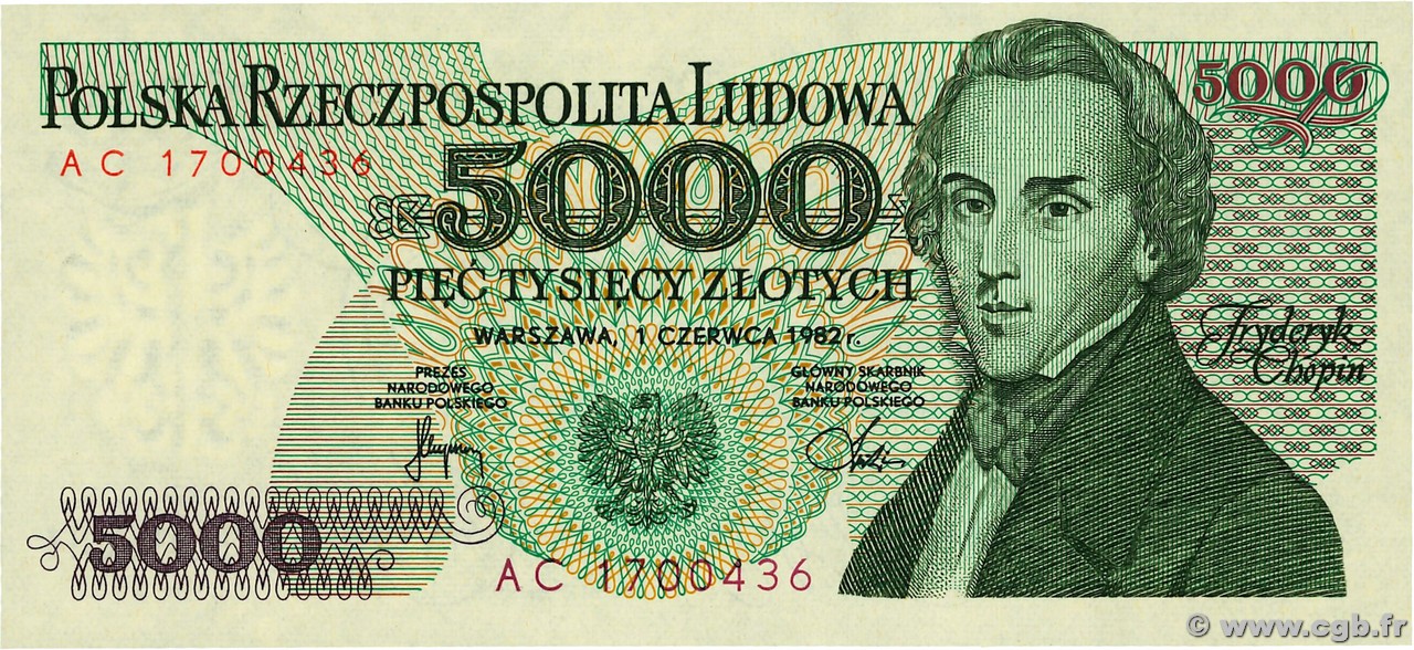 5000 Zlotych POLAND  1982 P.150a UNC