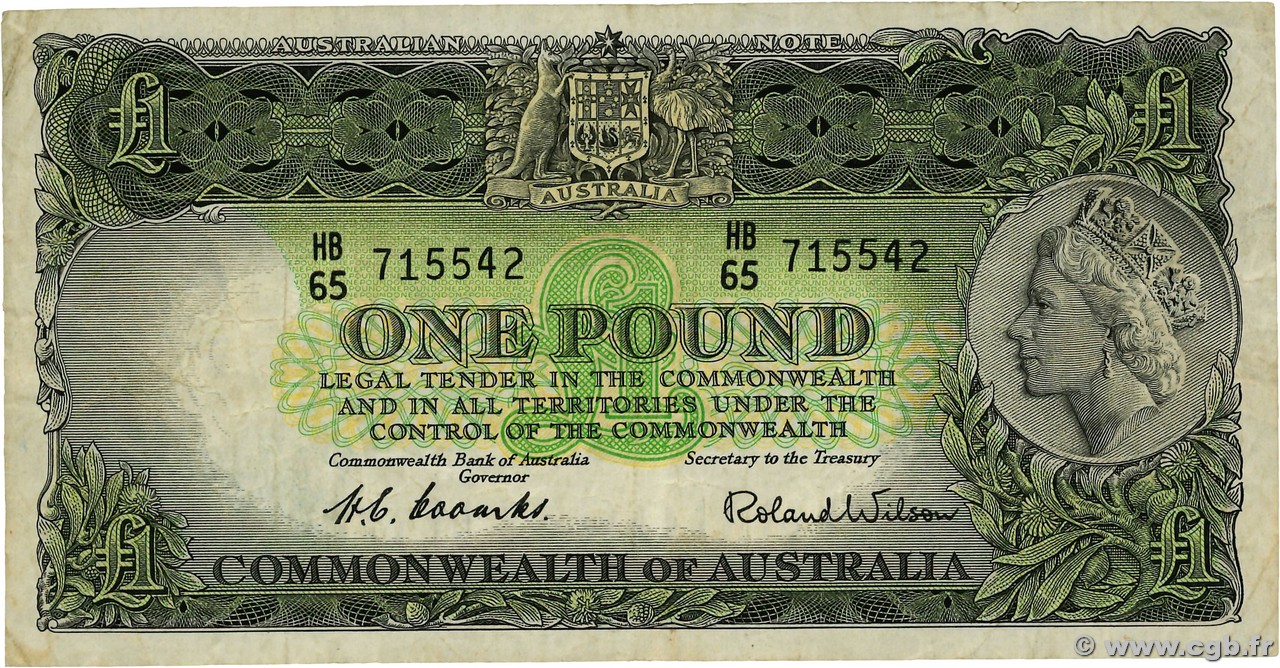 1 Pound AUSTRALIA  1953 P.30a F