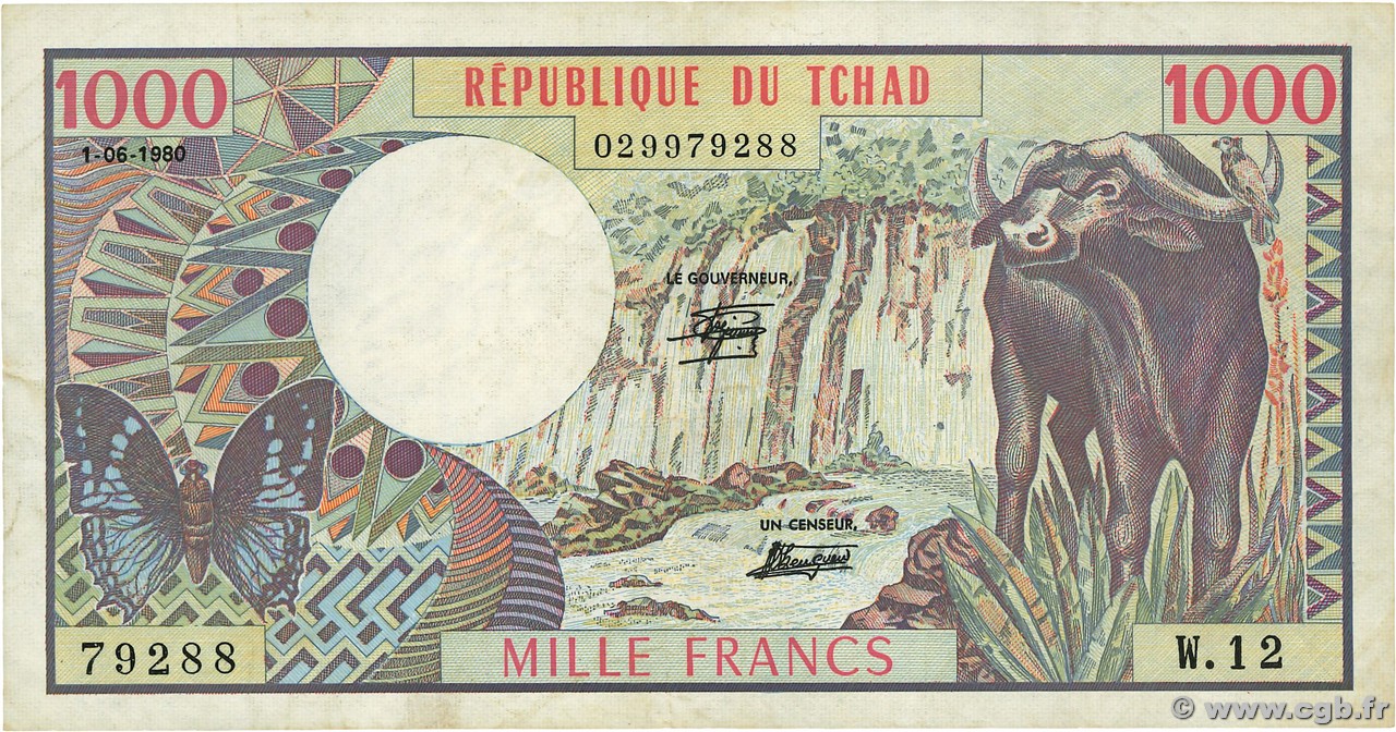 1000 Francs BEAC type 1980 CHAD  1980 A.283a VF