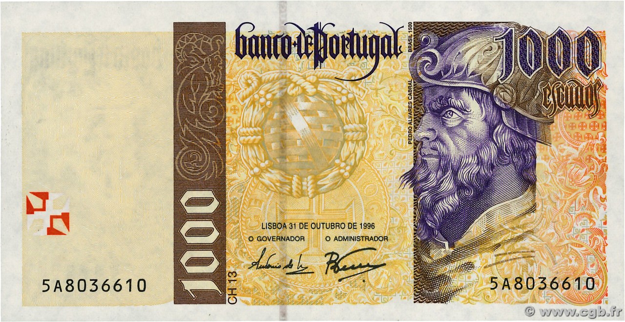 1000 Escudos PORTUGAL  1996 P.188b UNC-