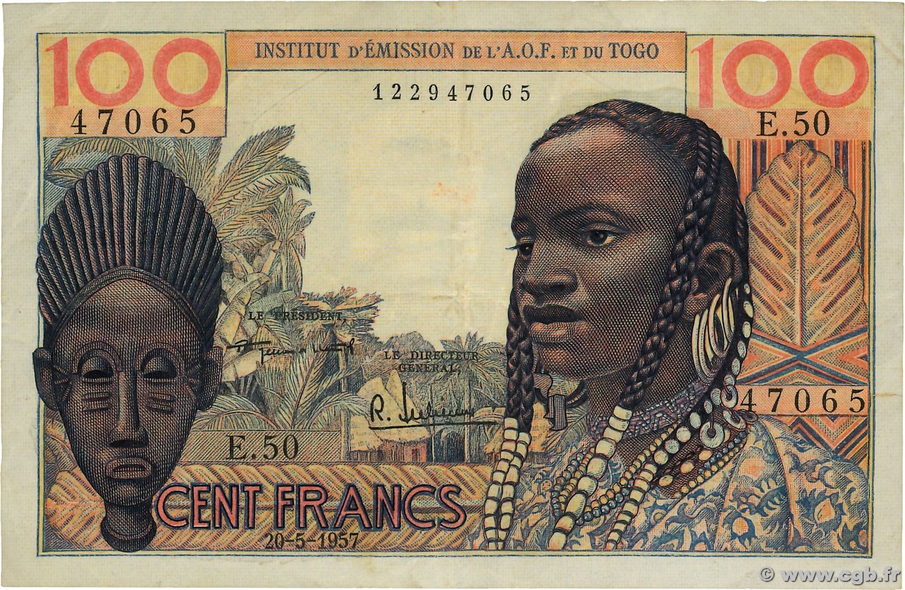 100 Francs AFRIQUE OCCIDENTALE FRANÇAISE (1895-1958)  1957 P.46 TTB
