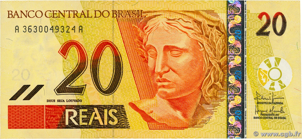 20 Reais BRAZIL  2002 P.250b UNC-