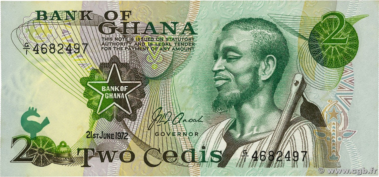 2 Cedis GHANA  1972 P.14a NEUF