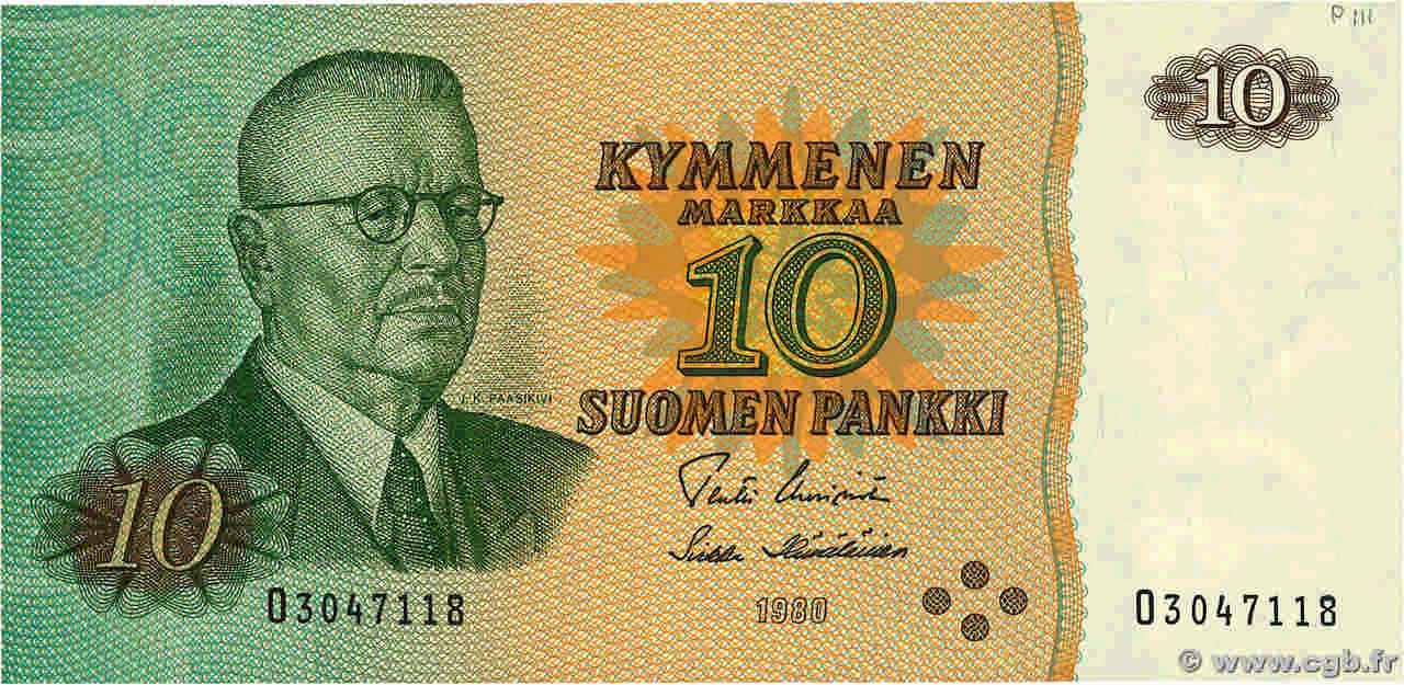 10 Markkaa FINLANDE  1980 P.111 NEUF