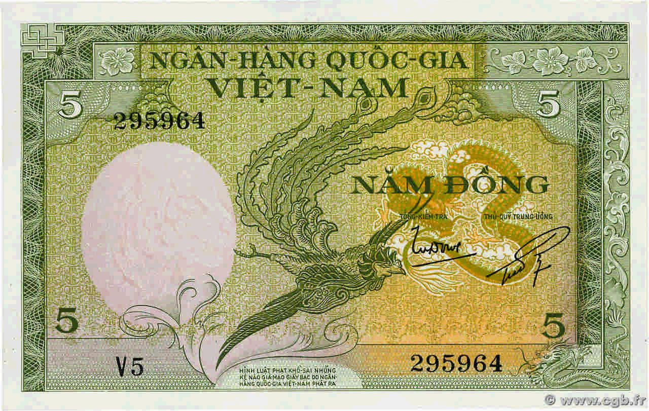 5 Dong SOUTH VIETNAM  1955 P.02a UNC