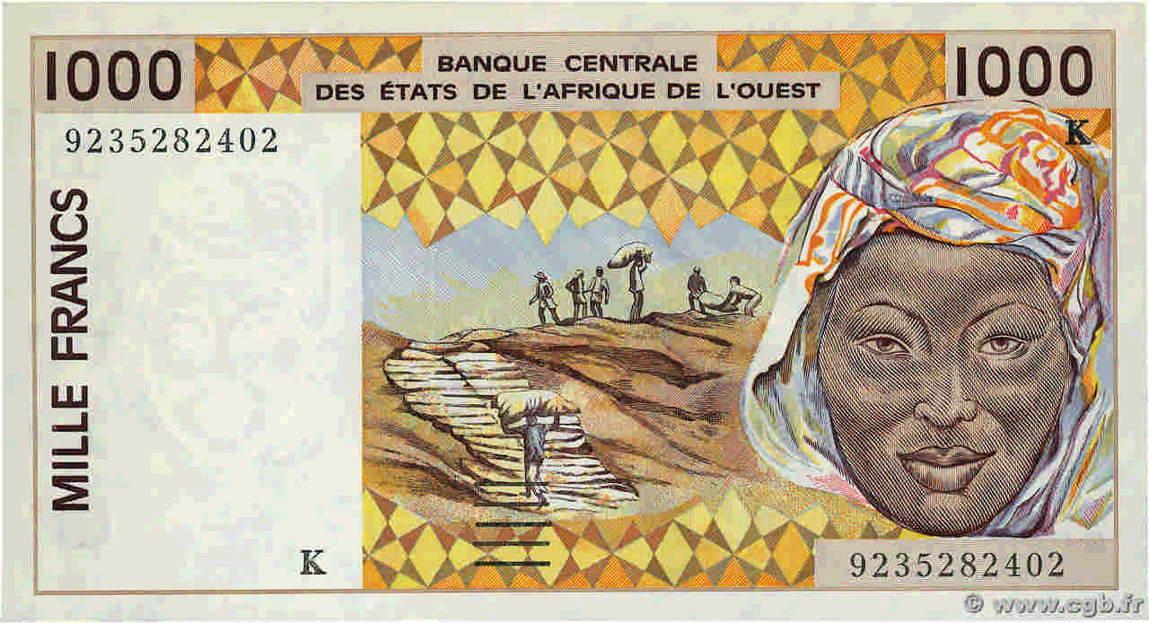 1000 Francs ESTADOS DEL OESTE AFRICANO  1992 P.711Kb SC+