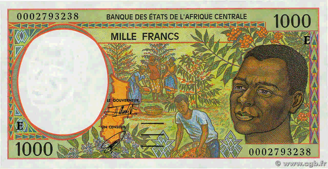 1000 Francs ZENTRALAFRIKANISCHE LÄNDER  2000 P.202Eg VZ
