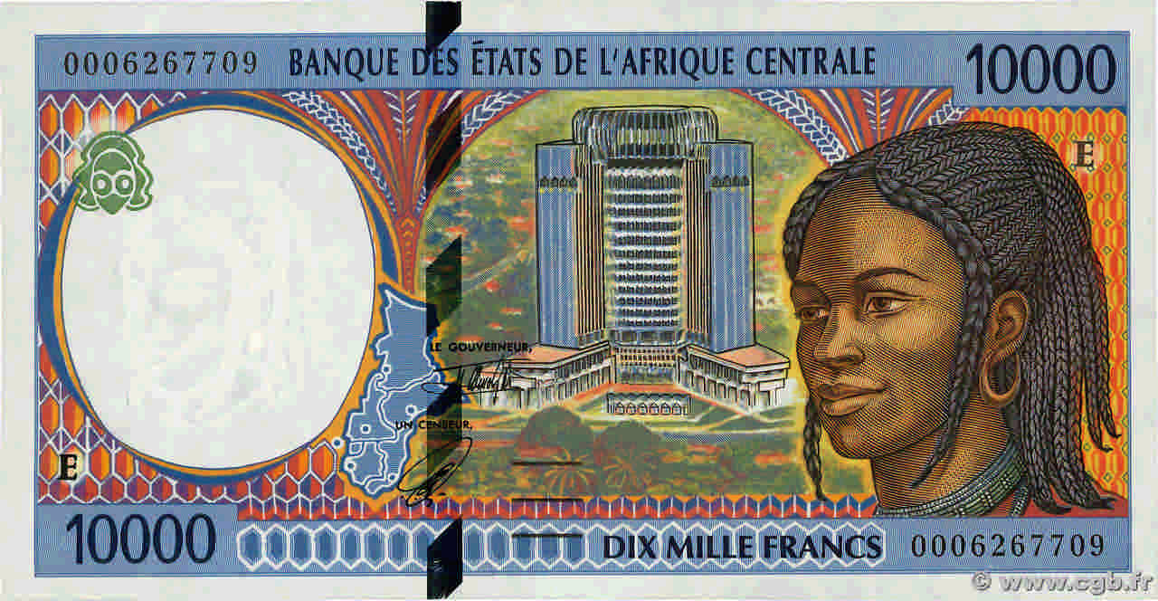 10000 Francs STATI DI L  AFRICA CENTRALE  2000 P.205Ef BB