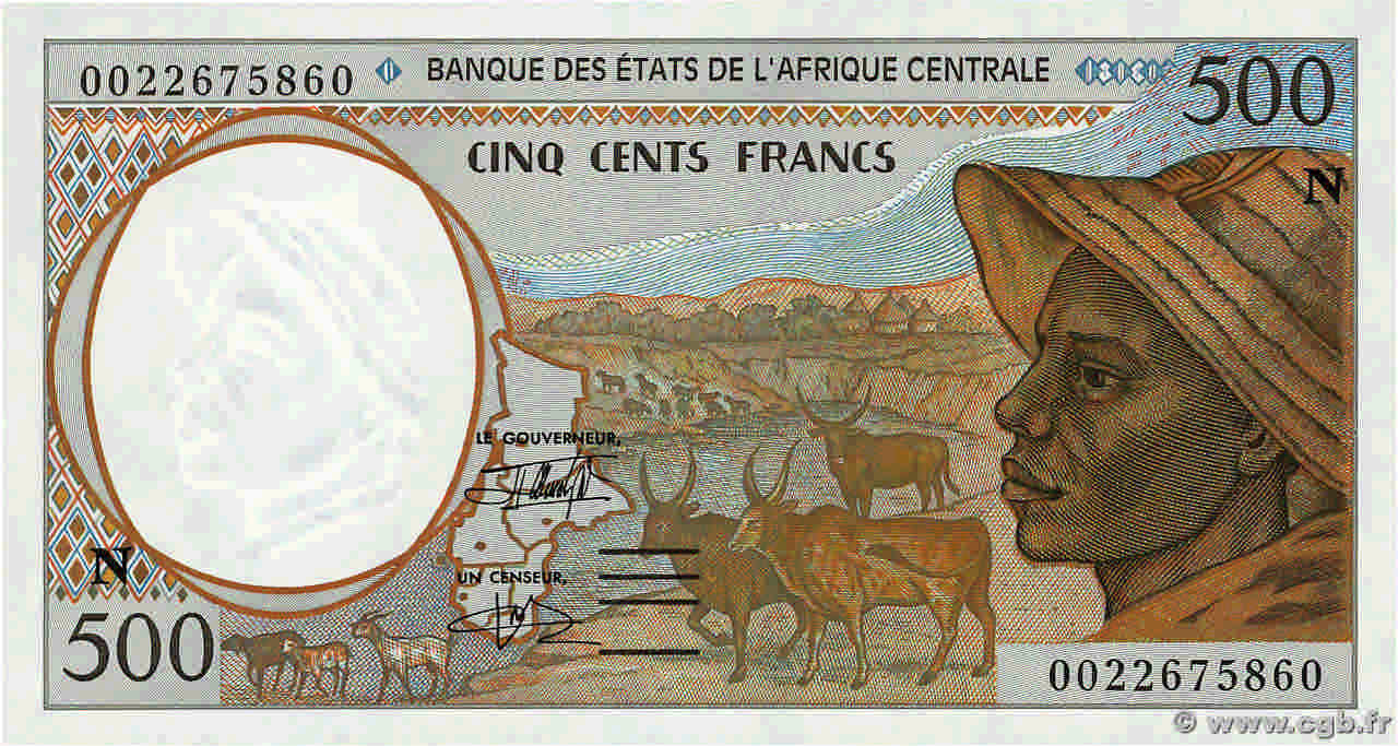 500 Francs STATI DI L  AFRICA CENTRALE  2000 P.501Ng FDC