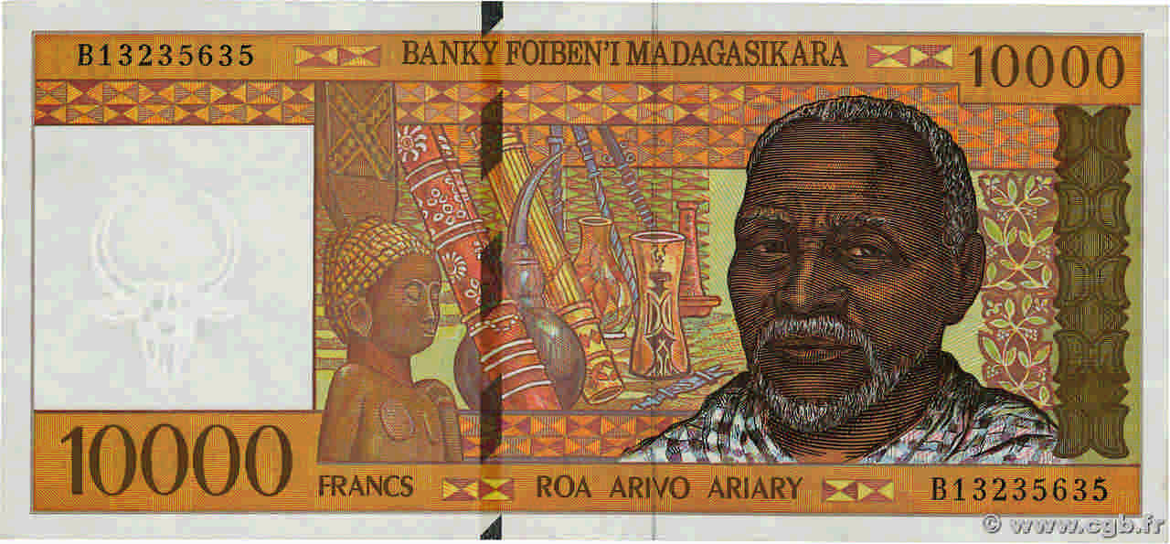 10000 Francs - 2000 Ariary MADAGASKAR  1994 P.079b VZ