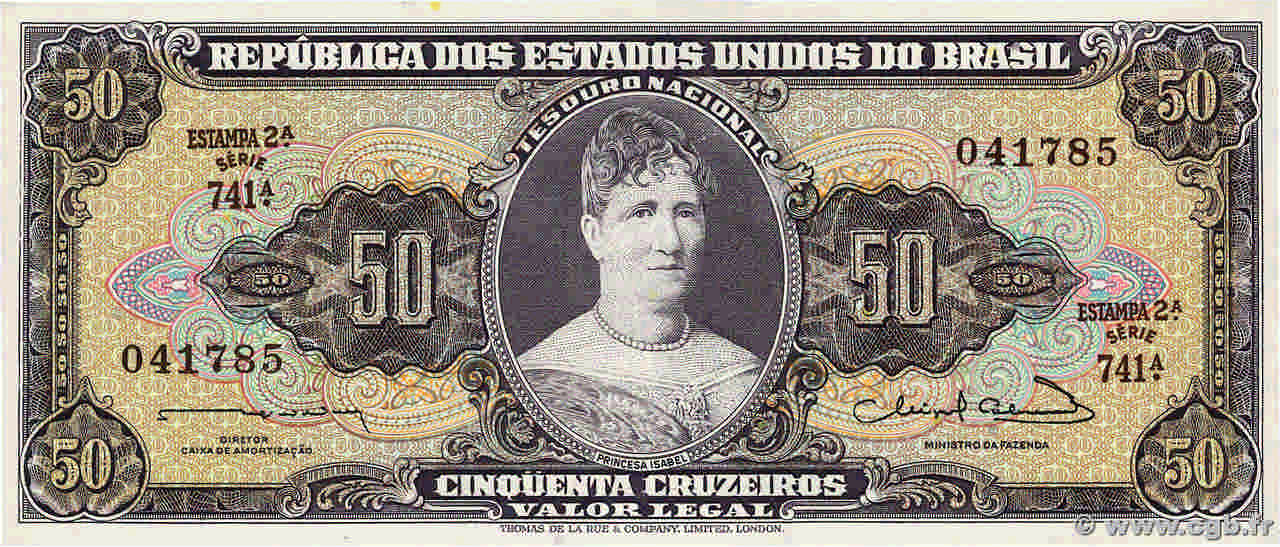 50 Cruzeiros BRASILIEN  1963 P.179 ST