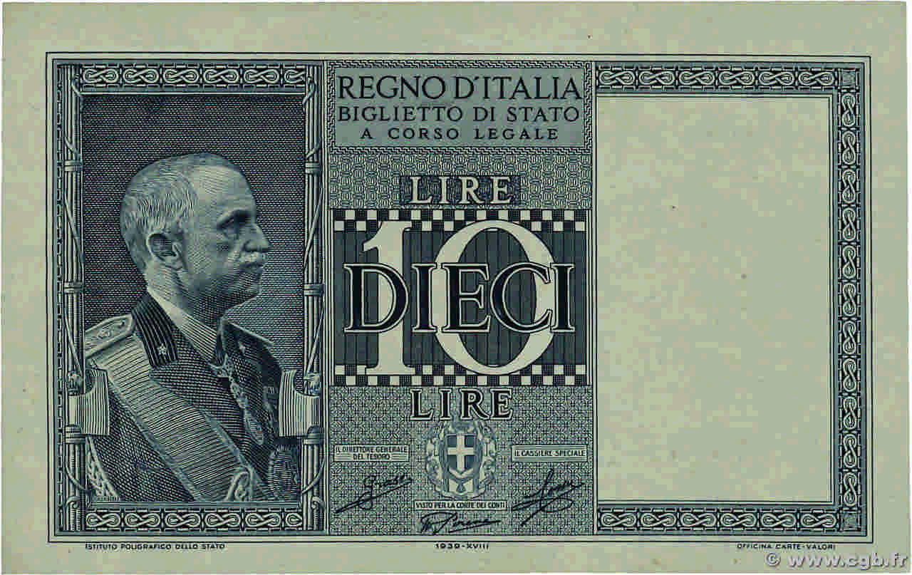 10 Lire ITALY  1944 P.025c UNC-