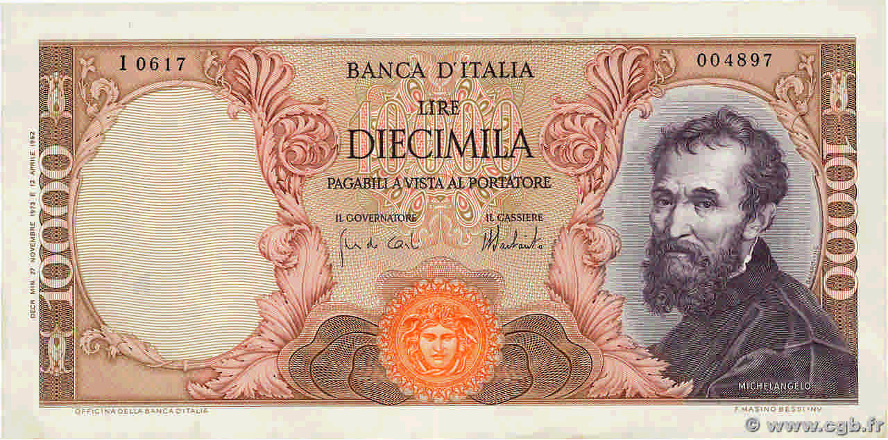 10000 Lire ITALIE  1973 P.097f TTB+