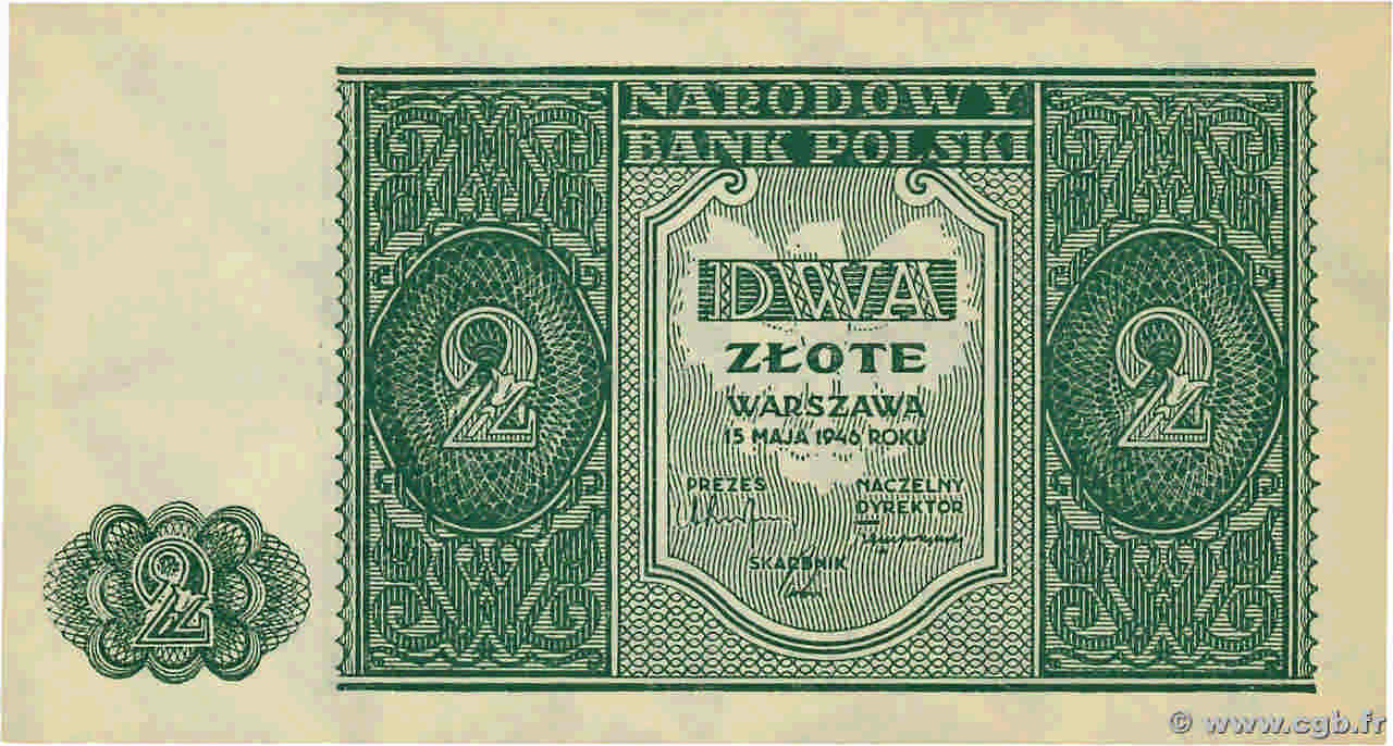 2 Zlote POLONIA  1946 P.124 FDC