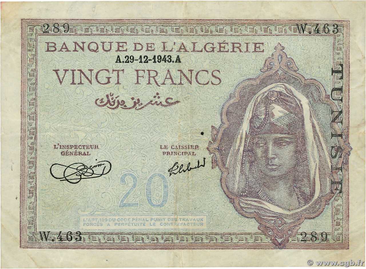 20 Francs TúNEZ  1943 P.17 MBC