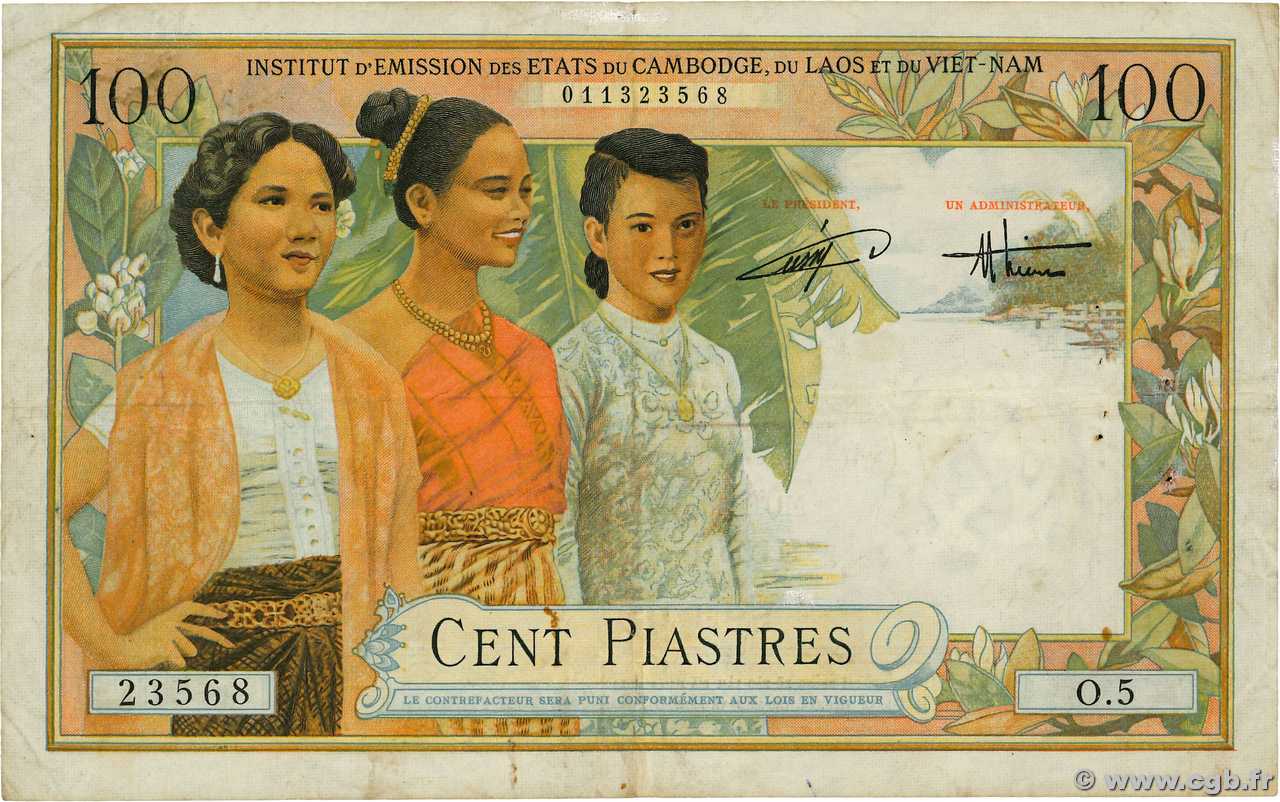 100 Piastres - 100 Dong FRENCH INDOCHINA  1954 P.108 F+