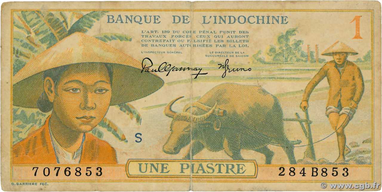 1 Piastre FRENCH INDOCHINA  1942 P.074 VF-