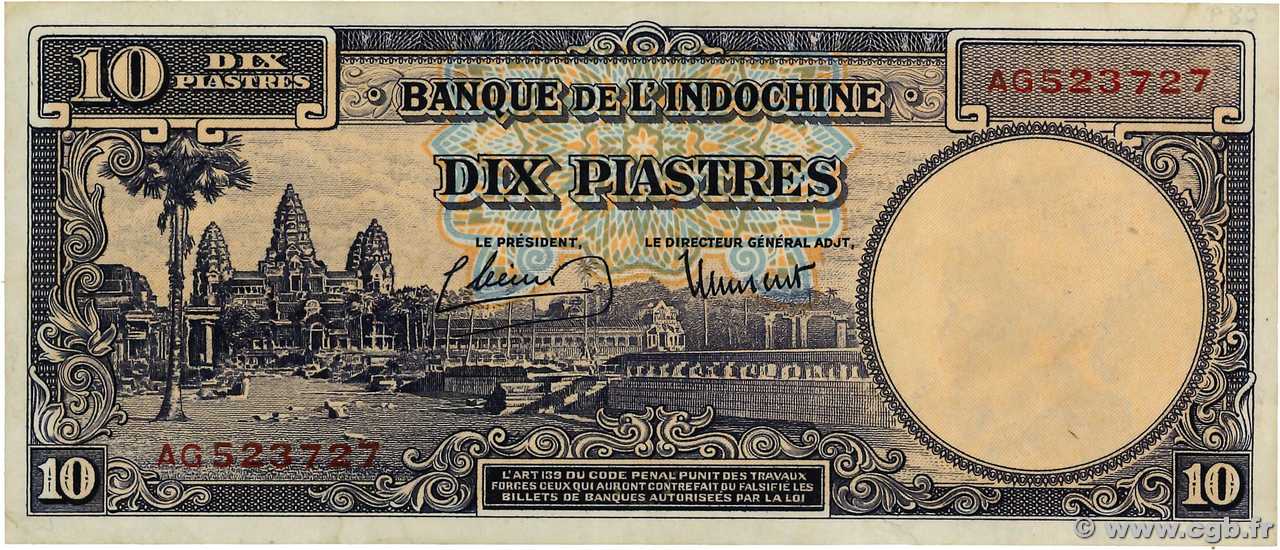 10 Piastres FRENCH INDOCHINA  1946 P.080 VF