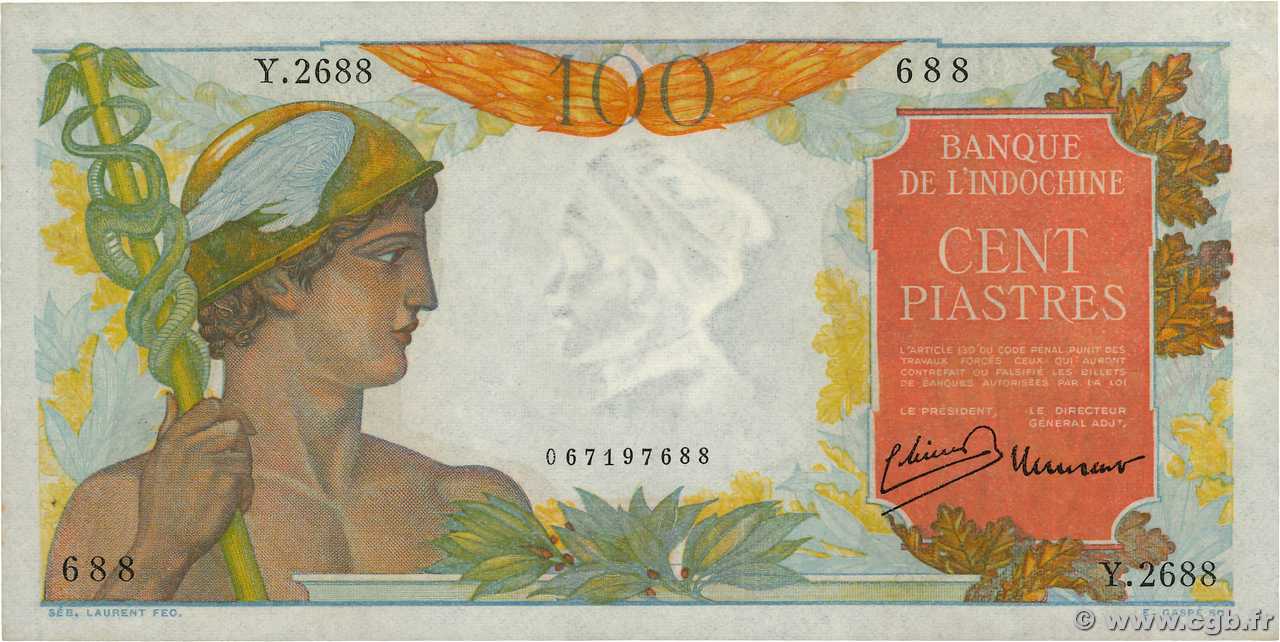 100 Piastres FRANZÖSISCHE-INDOCHINA  1947 P.082b VZ