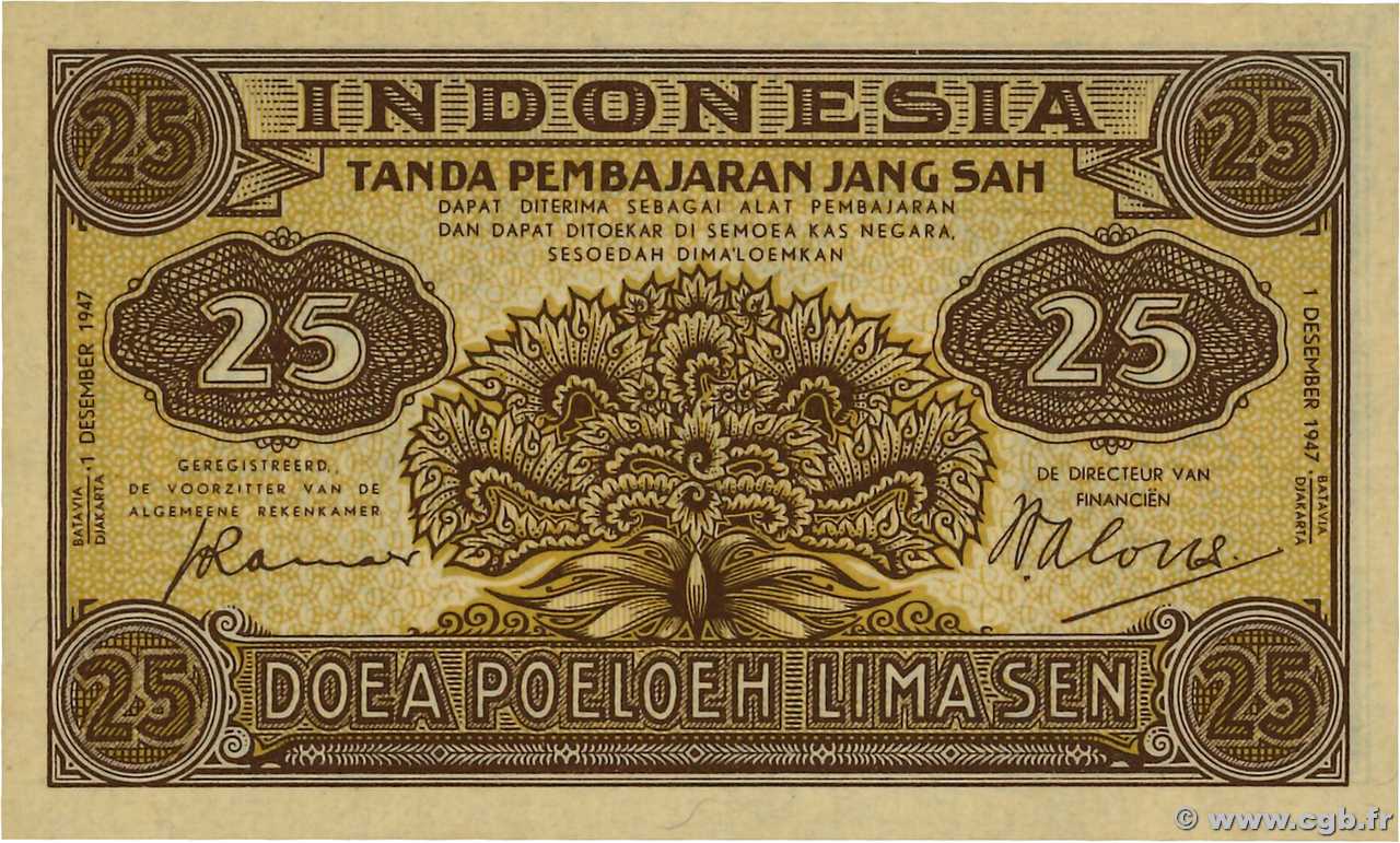 25 Sen INDONESIA  1947 P.032 FDC