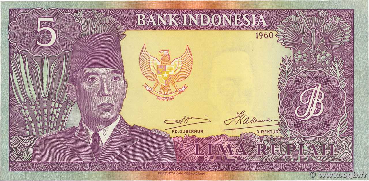 5 Rupiah INDONESIA  1960 P.082a UNC