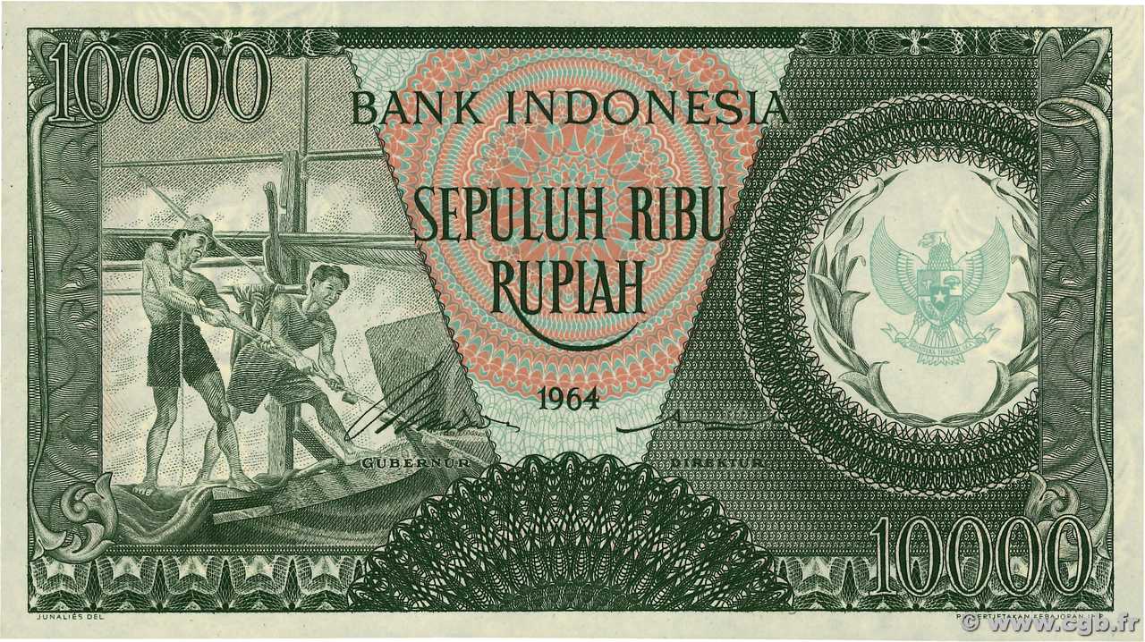 10000 Rupiah INDONESIA  1964 P.101b UNC