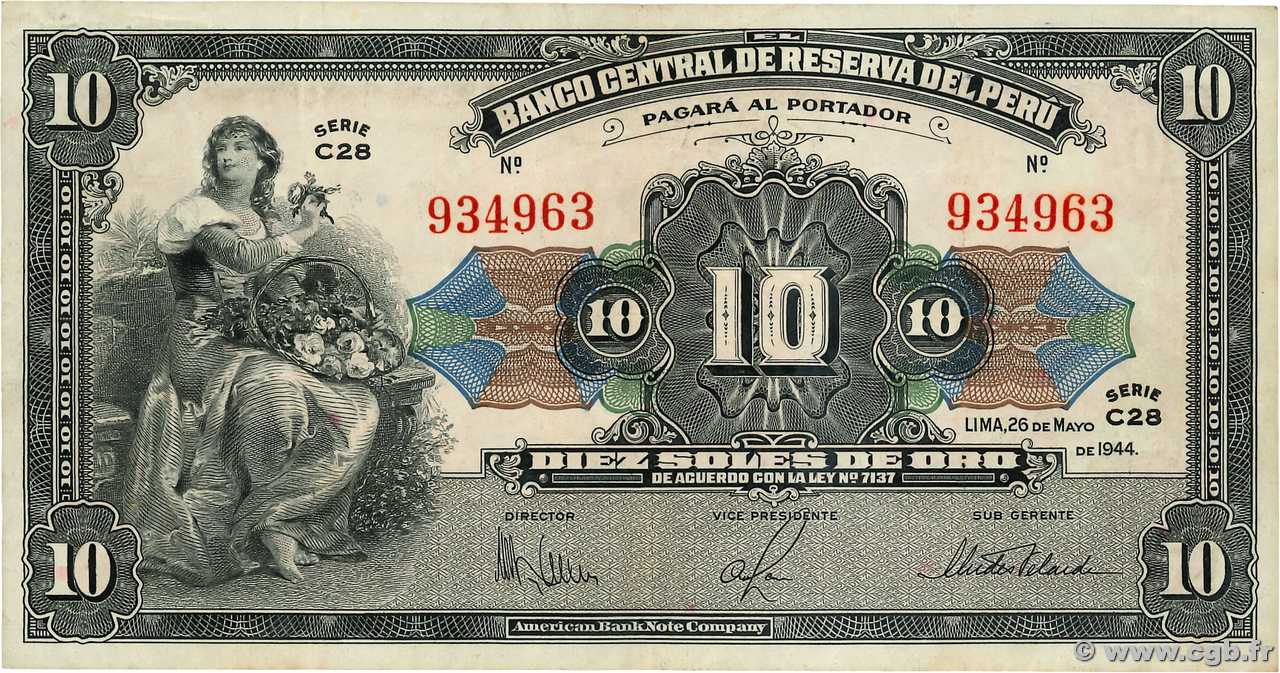 10 Soles PERU  1944 P.067Aa BB