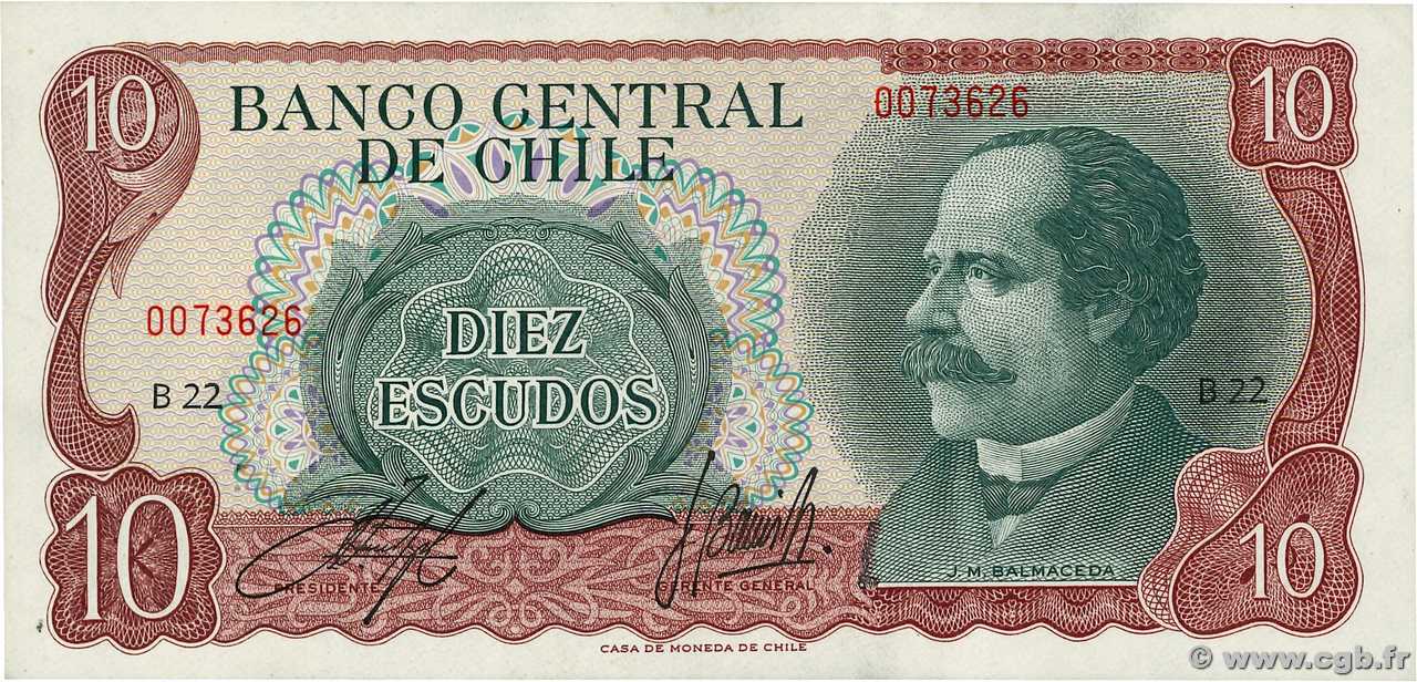 10 Escudos CHILE  1970 P.142Aa AU