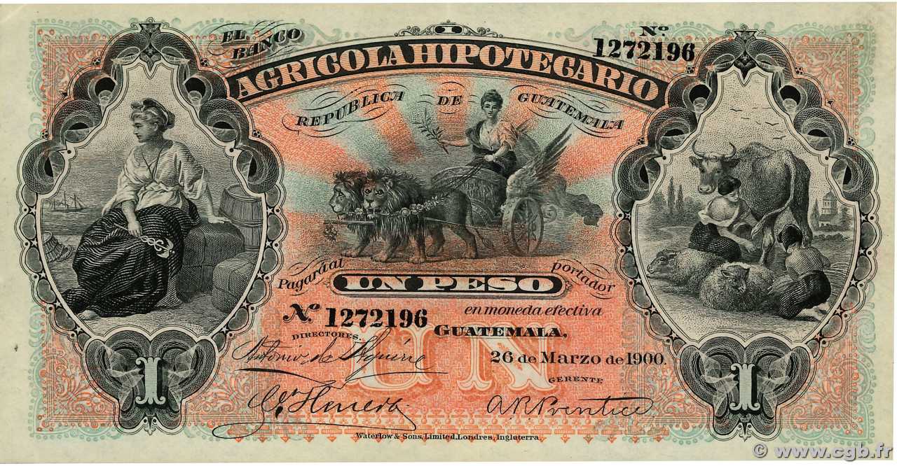 1 Peso GUATEMALA  1900 PS.101a MBC+