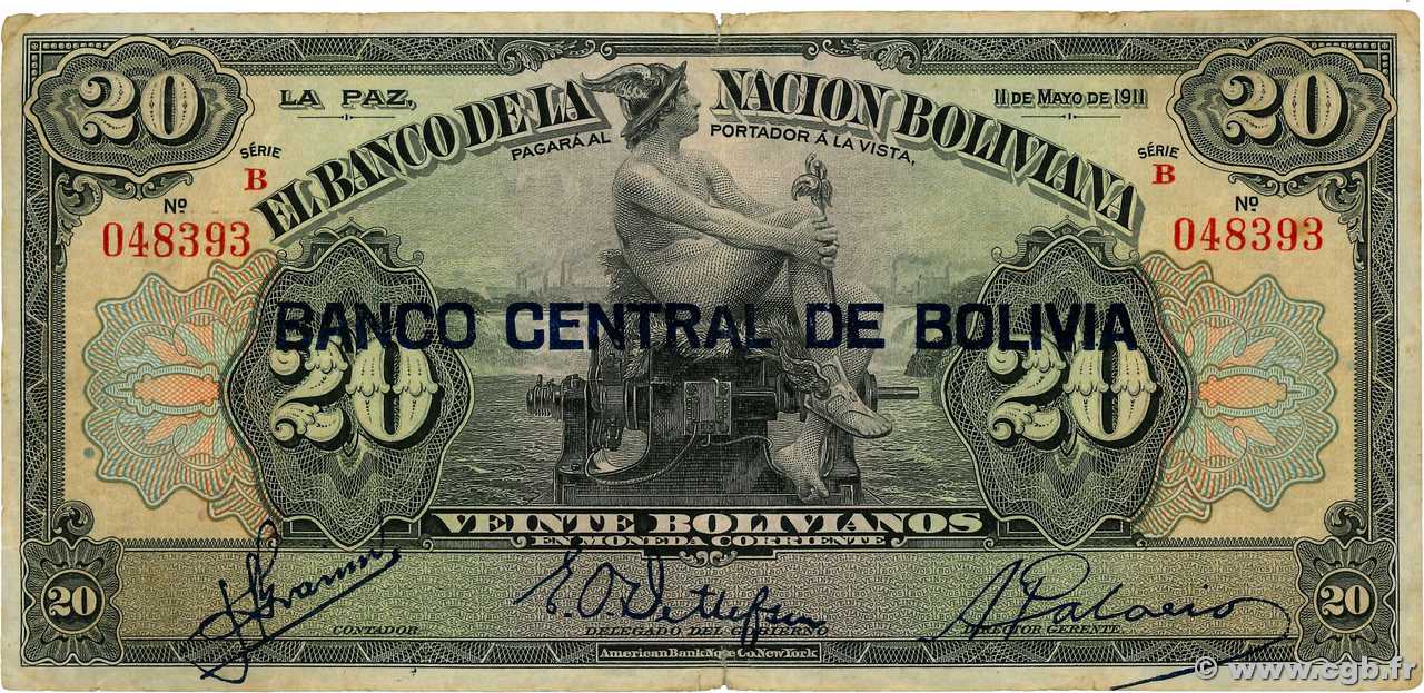 20 Bolivianos BOLIVIA  1929 P.115 BC