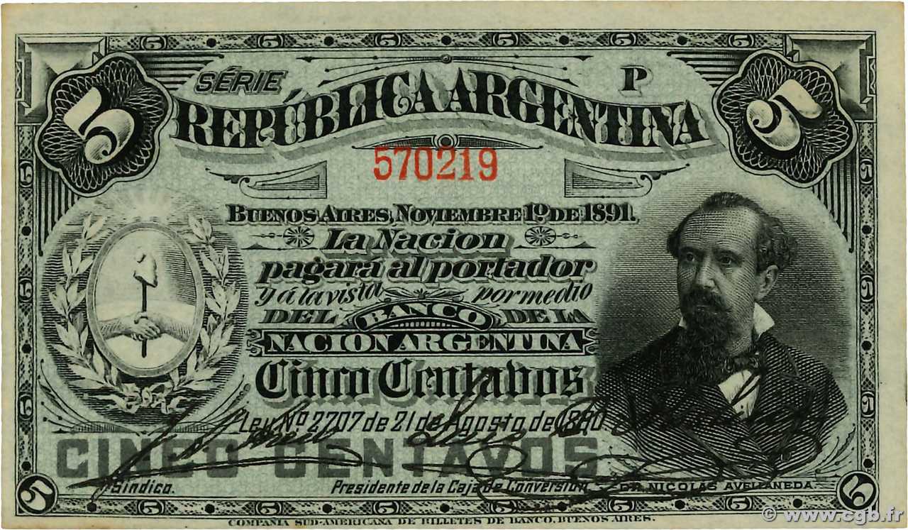 5 Centavos ARGENTINA  1891 P.209 SC+