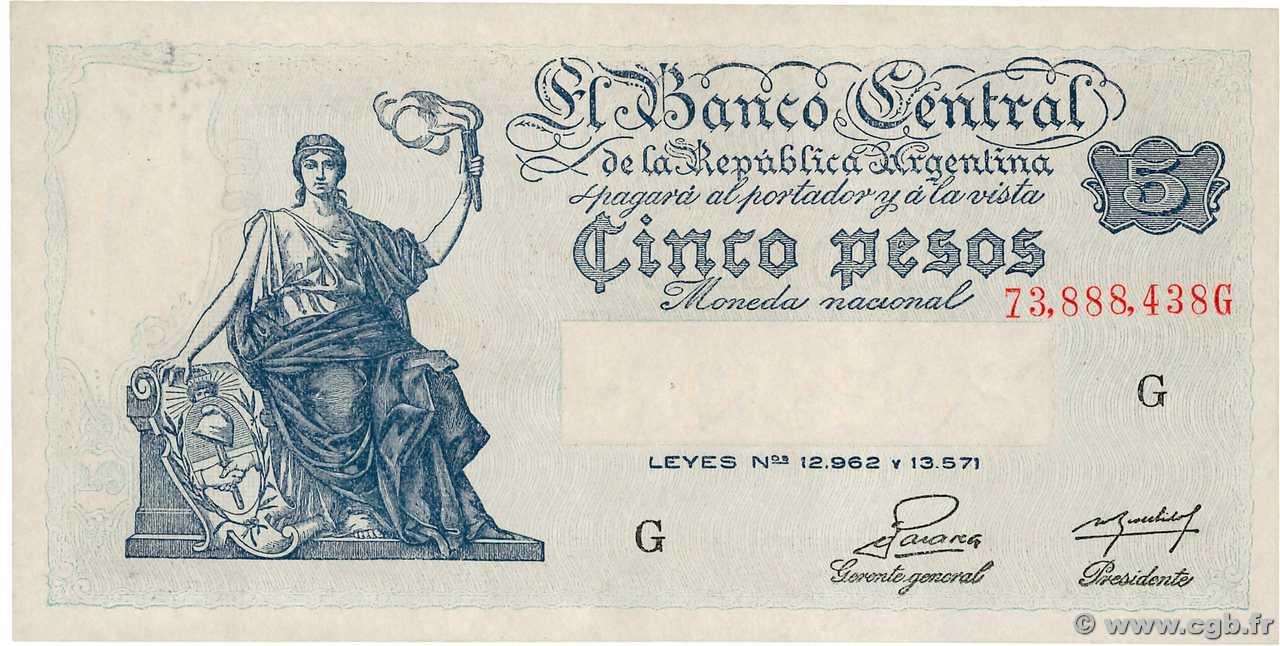 5 Pesos ARGENTINA  1951 P.264c SC