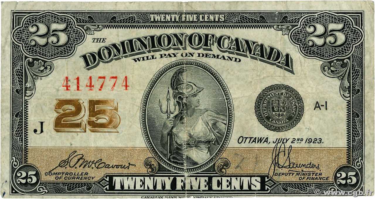 25 Cents CANADá
  1900 P.011b BC