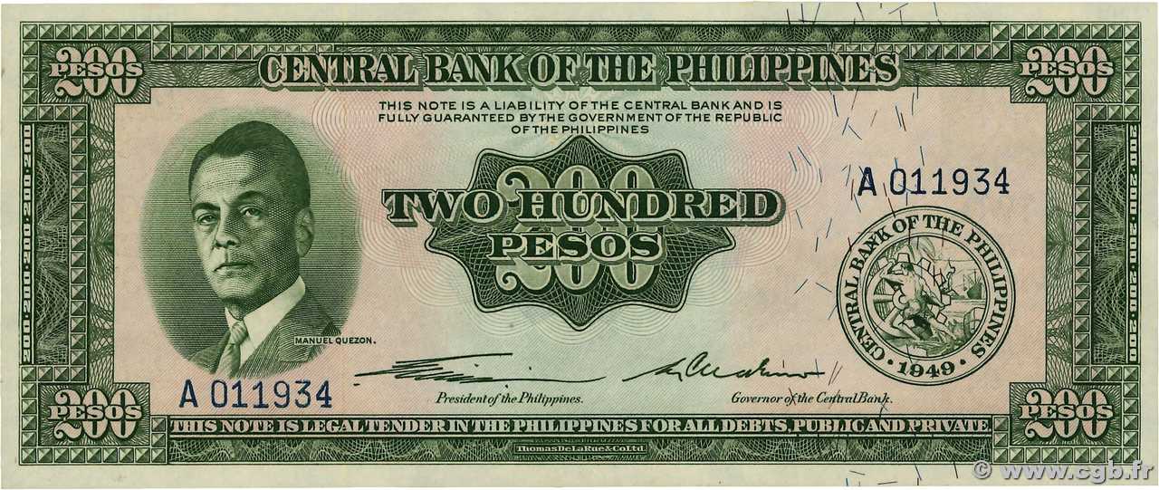 200 Pesos FILIPINAS  1949 P.140a FDC