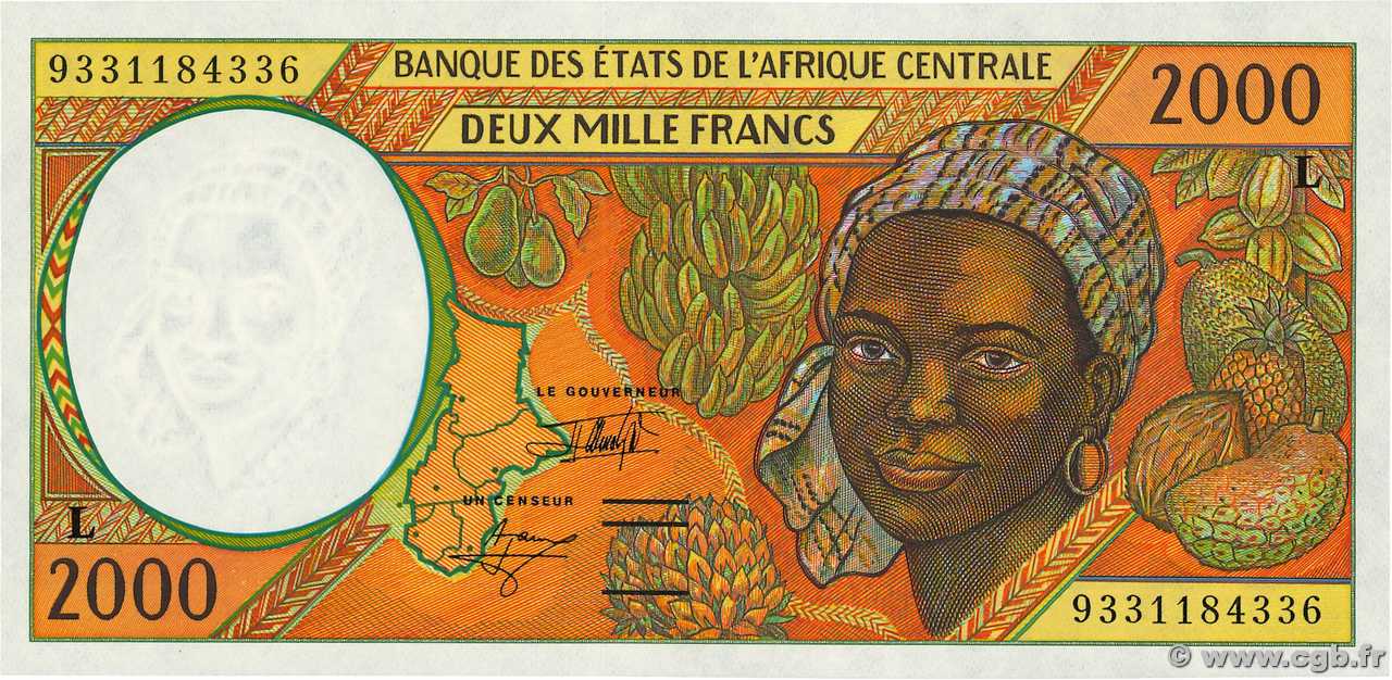 2000 Francs type 1993L GABON  1993 A.251La NEUF