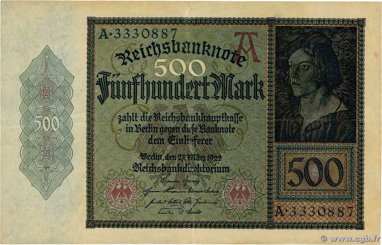 500 Mark ALLEMAGNE  1922 P.073 TTB