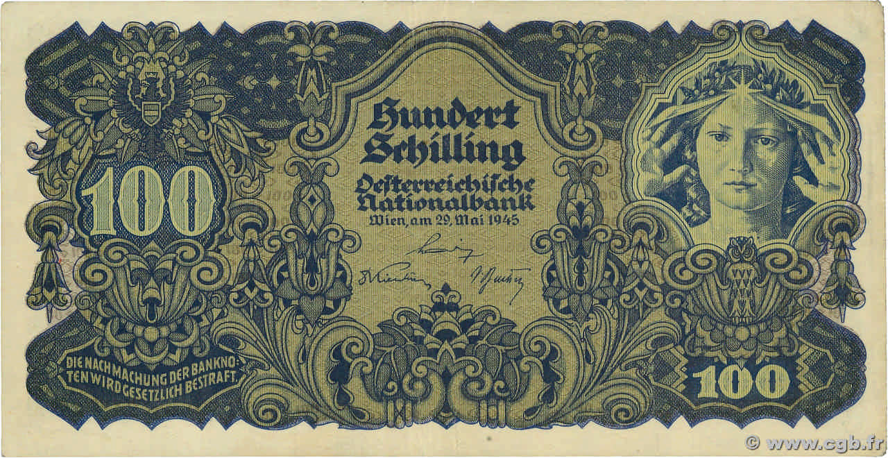 100 Schilling AUSTRIA  1945 P.118 XF-