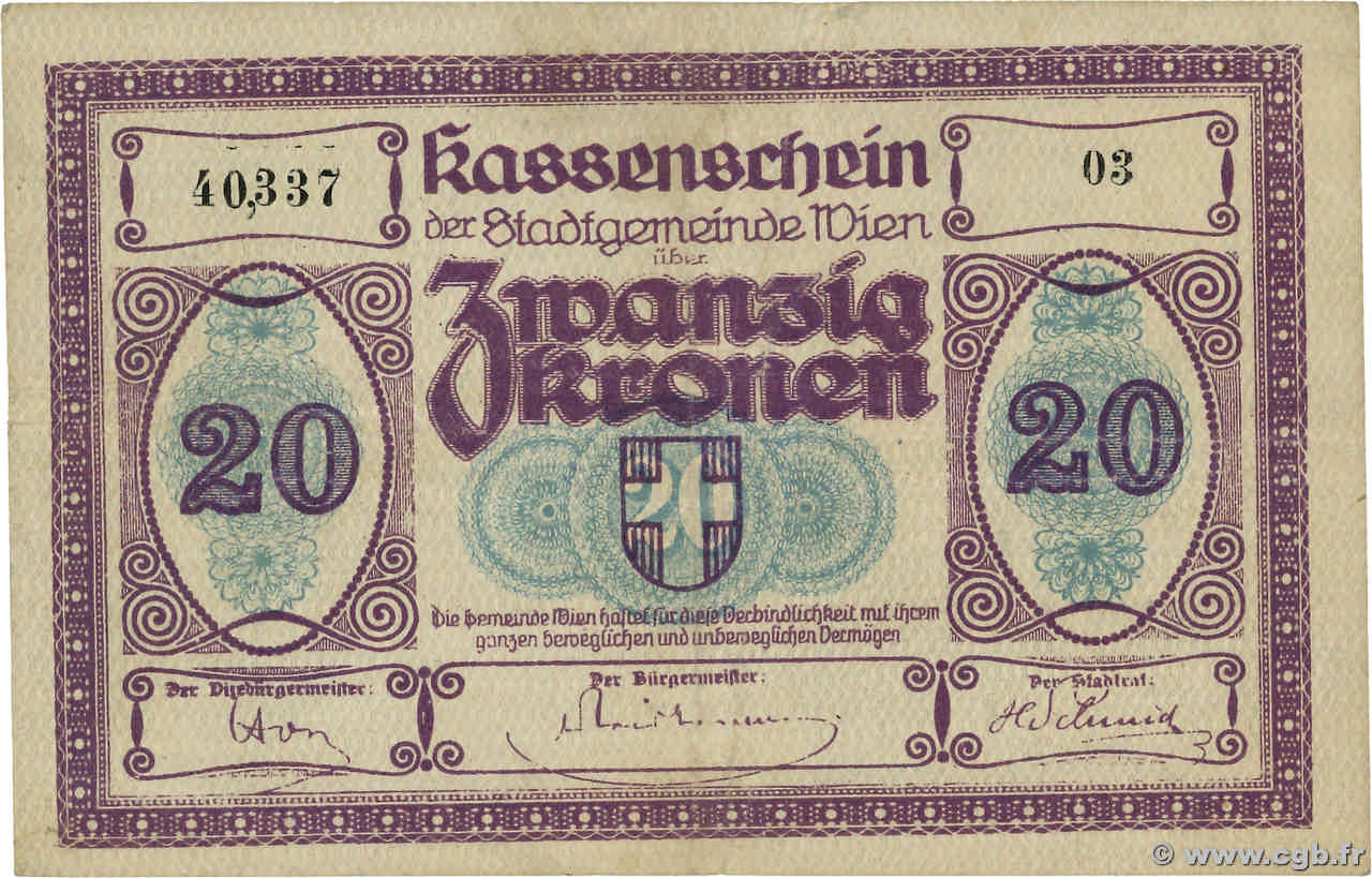 20 Kronen AUSTRIA Vienne 1918 -- BB