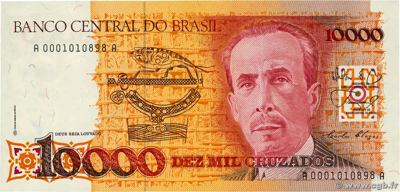 10000 Cruzados BRASILE  1989 P.215a FDC