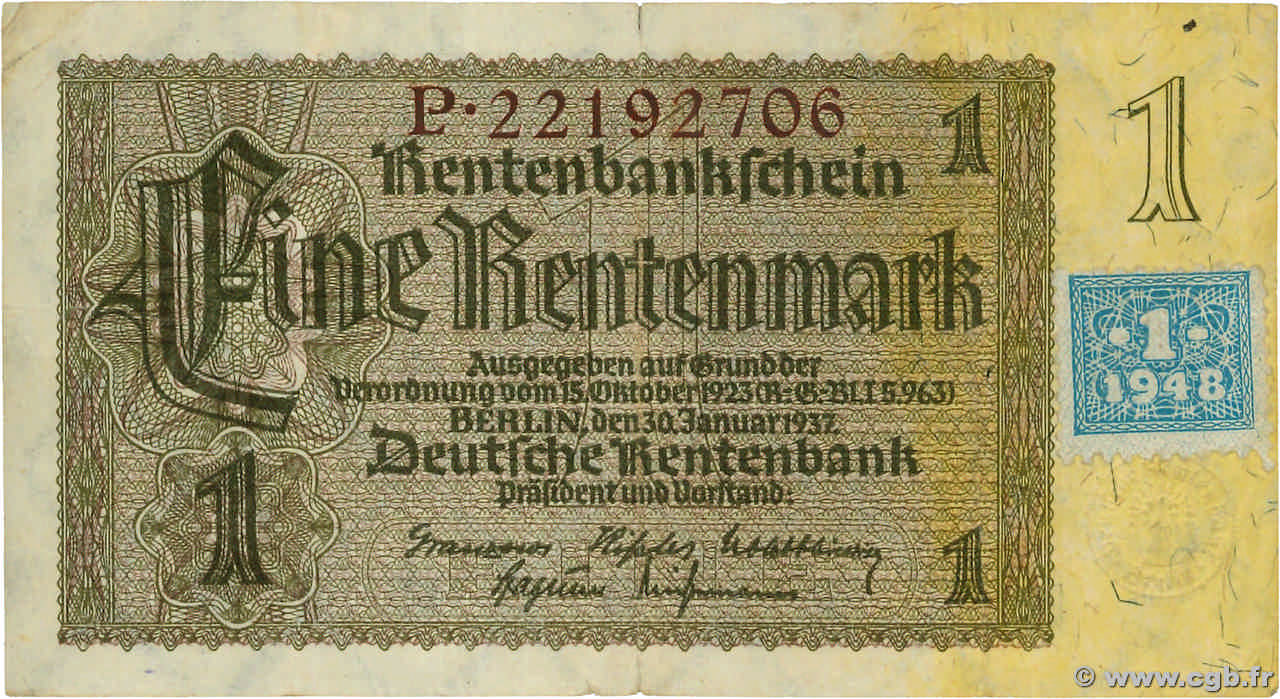 1 Deutsche Mark GERMAN DEMOCRATIC REPUBLIC 1948 P.01 b01_6000 Banknotes