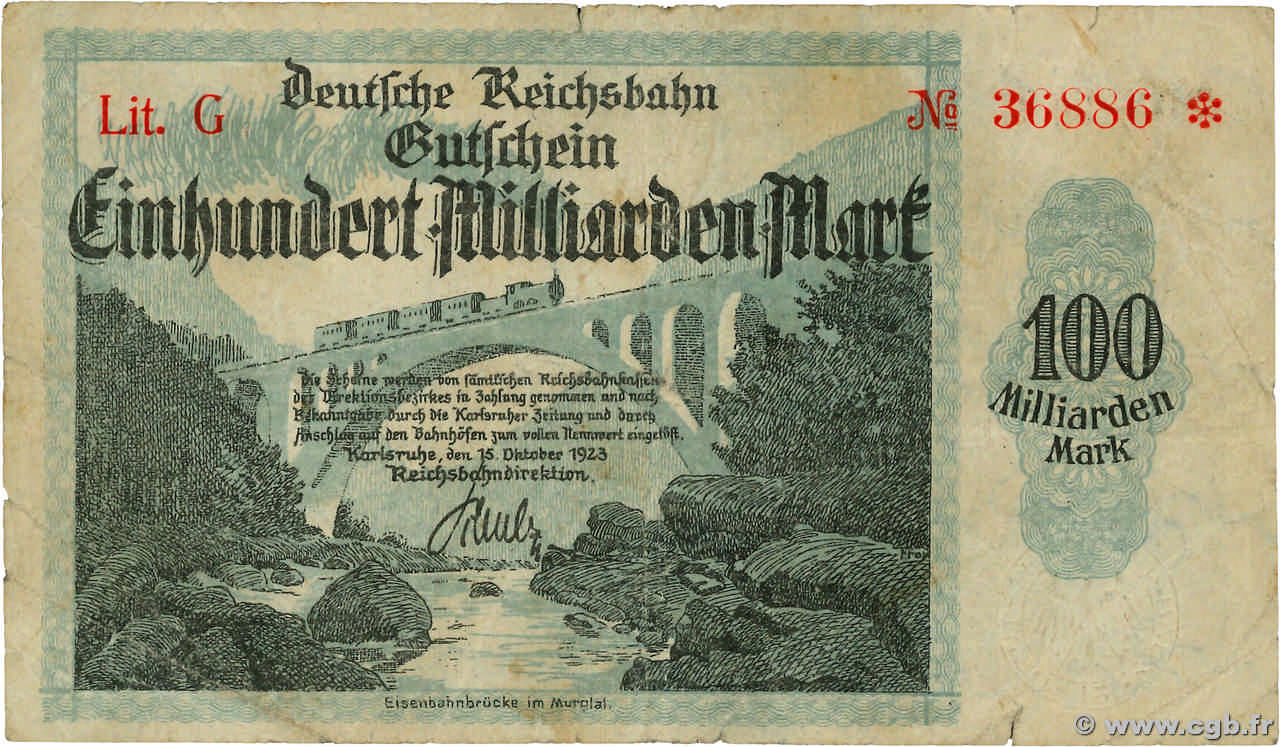 100 Milliarden Mark GERMANY  1923 PS.1273 F