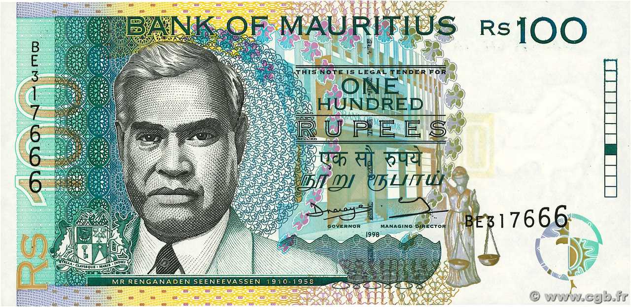 100 Rupees ÎLE MAURICE  1998 P.44 NEUF